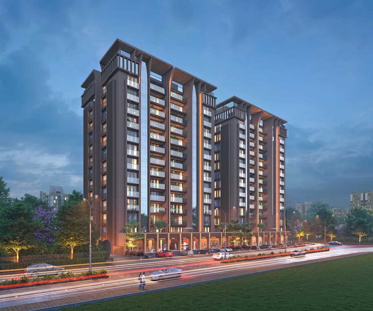 Ariva twin towers — night exterior view