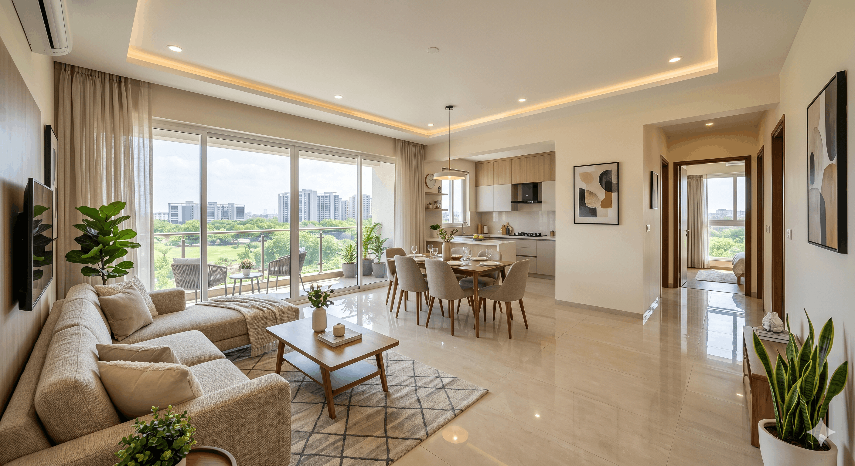 Spacious luxury 3BHK interior in Gandhinagar
