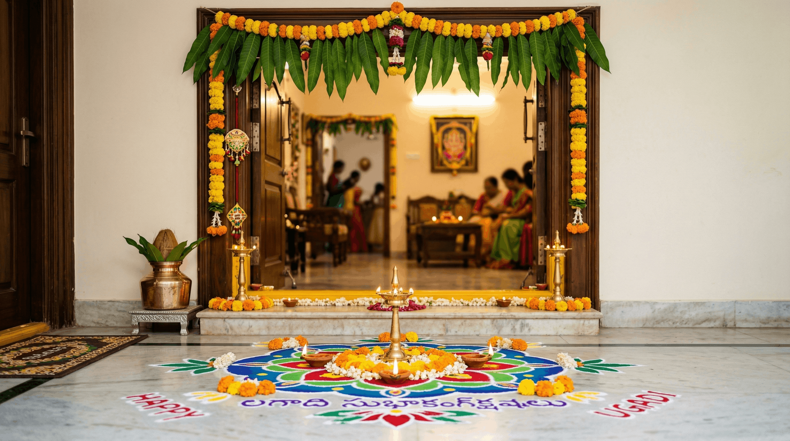 Vastu map for 3BHK flat: North-East puja zone, South-East kitchen, South-West master bedroom, East or North entrance options — Gandhinagar apartment reference diagram